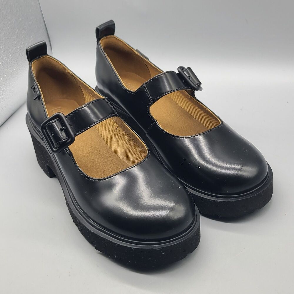 CAMPER Women's Milah Platform Mary Jane Black Leather Shoes Size 11/ 42 New - Picture 2 of 10